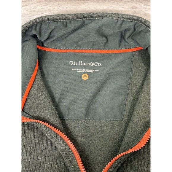GH Bass Co Green Orange Quarter Zip Pullover Sweater Mens Size XL - Picture 3 of 6